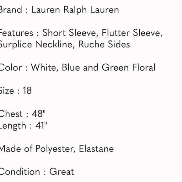 Ralph Lauren Womens Floral Dress 18 XL Blue Floral - Picture 9 of 9